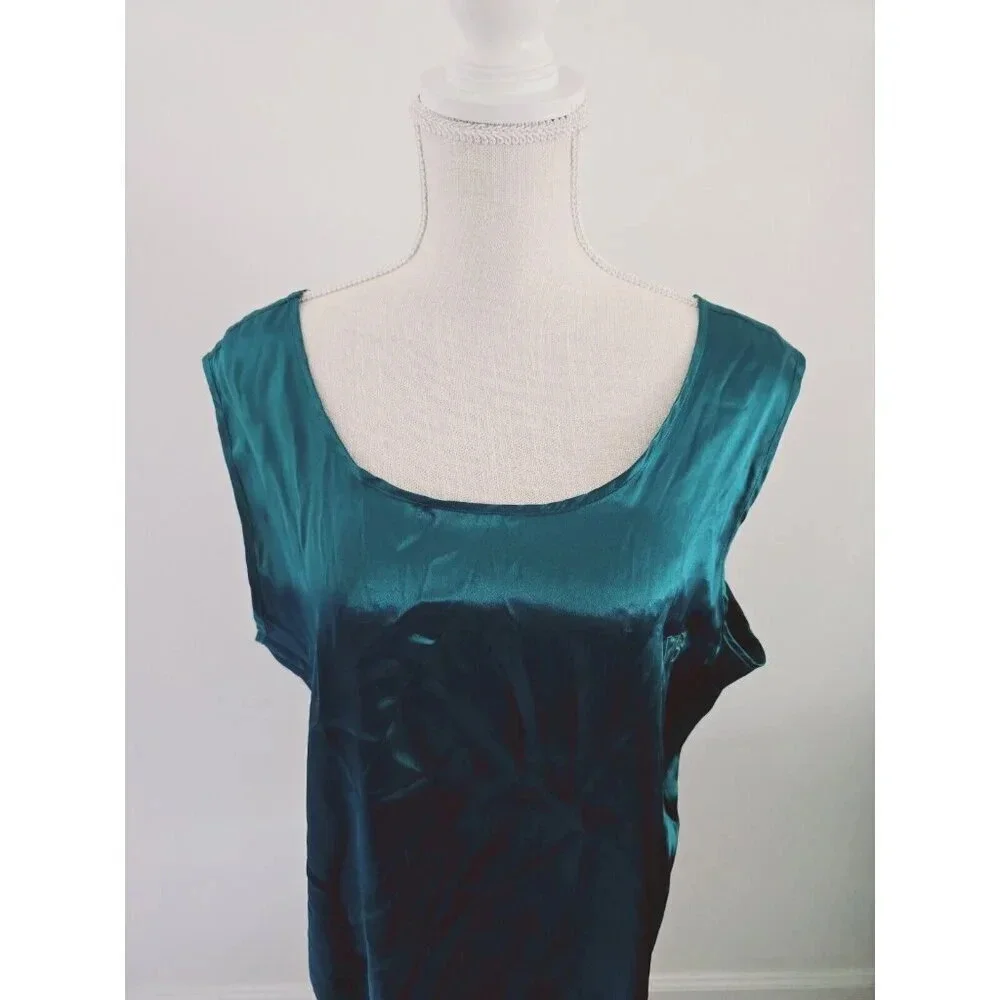 Victorias Secret Country Satin Silky Monogram Emerald Green Tank Top Camisole L - Picture 5 of 13